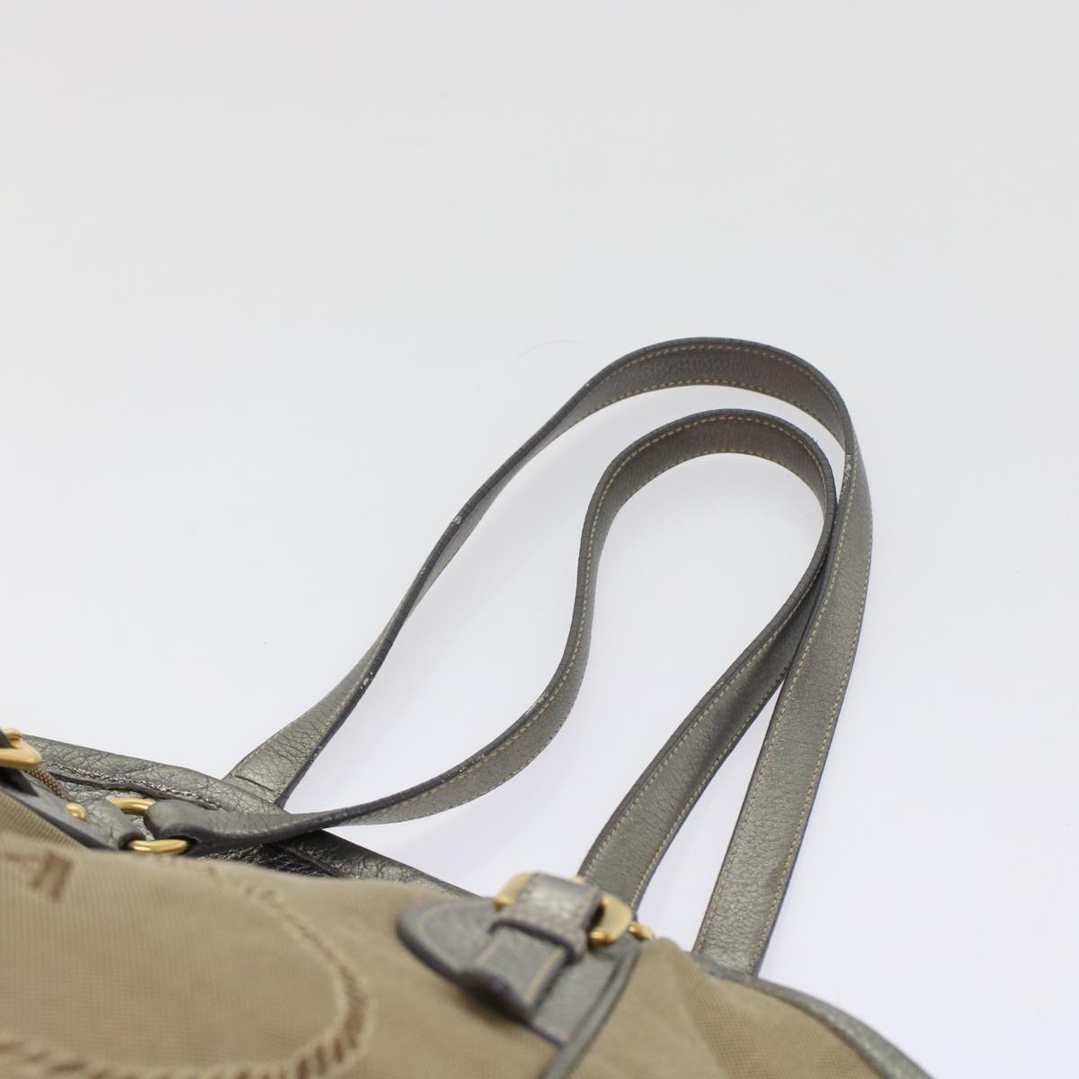 PRADA Tote Bag Canvas Leather Beige  49595