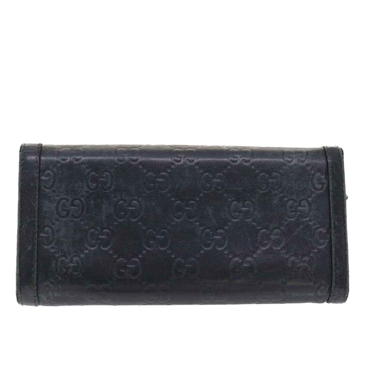 GUCCI GG Canvas ssima Long Wallet Black Auth 49845