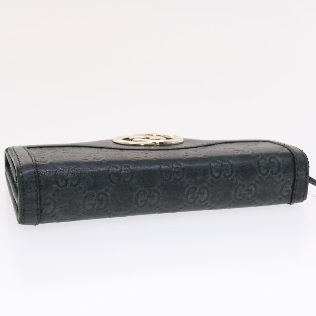 GUCCI GG Canvas ssima Long Wallet Black Auth 49845