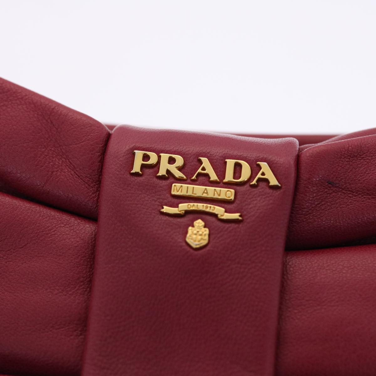 PRADA Ribbon Accessory Pouch Leather Pink  49999