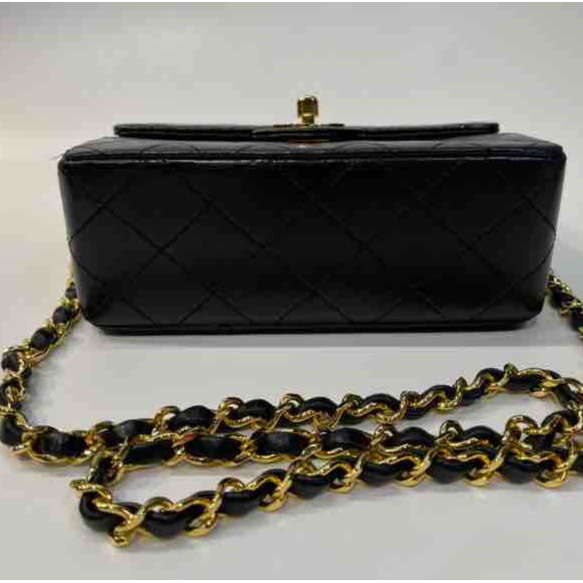 Chanel Classic Flap Shoulder Bag, Black Lambskin, Mini