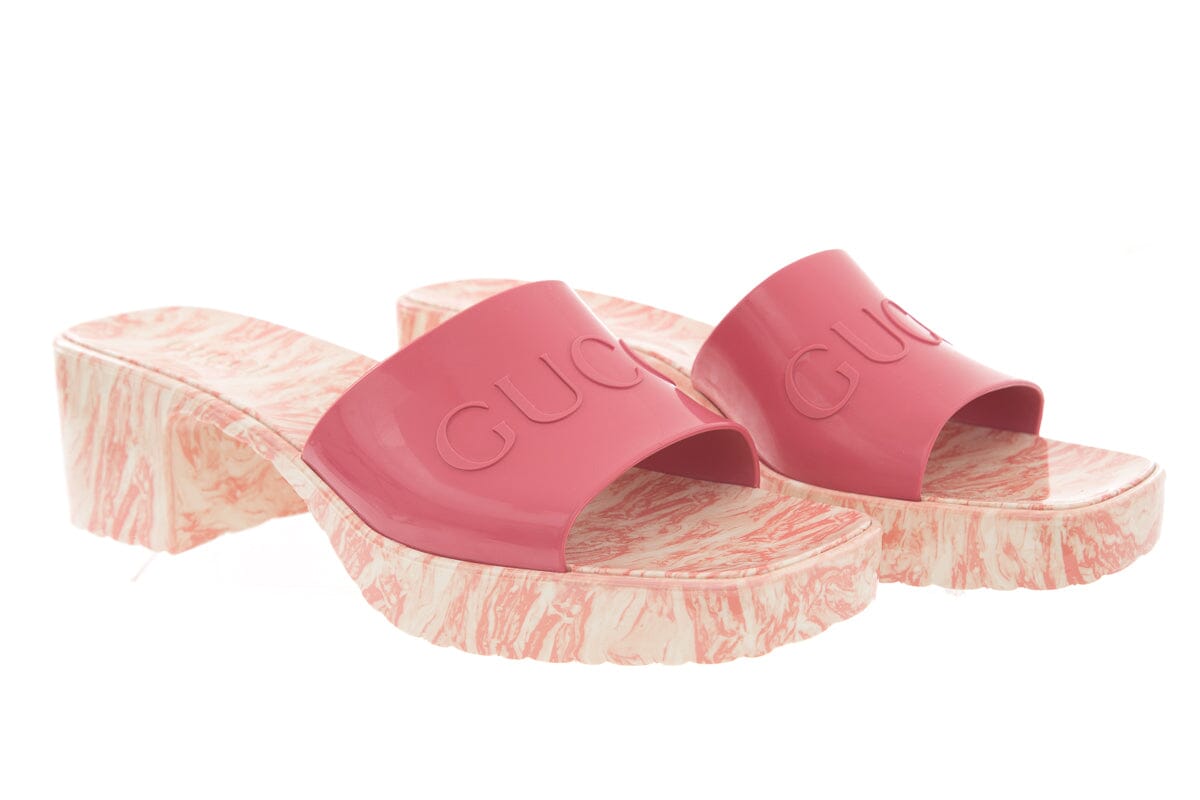 Gucci Wild Rose Rubber Sandals SZ 41