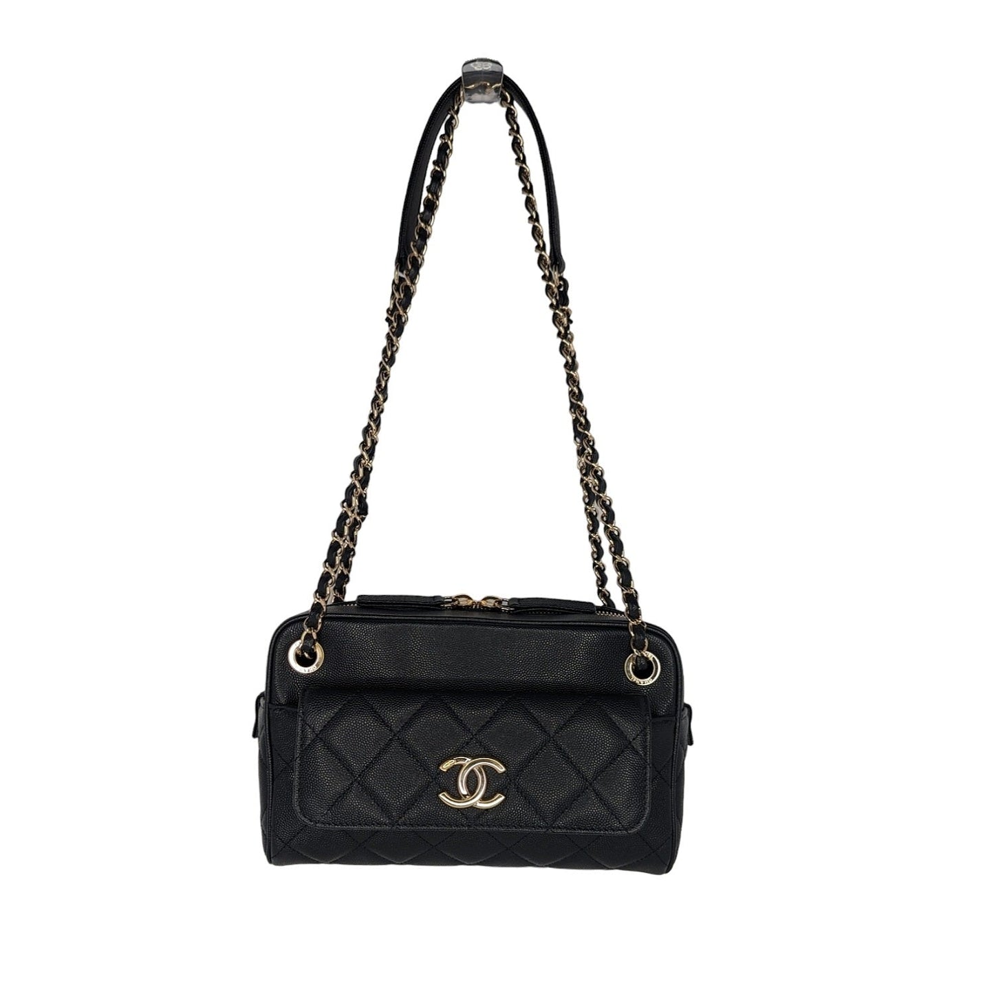 Chanel Black Caviar Quilted Small In & Out Camera Case