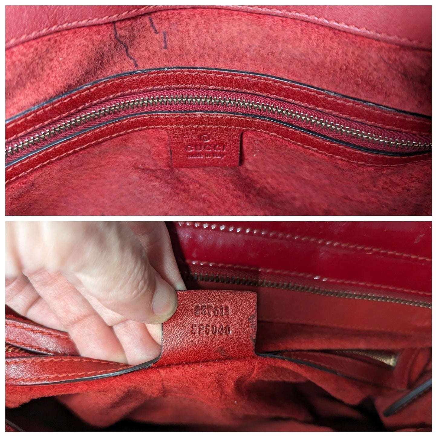 Gucci Patent Guccissima Medium Mayfair Tote Red