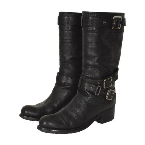 Dior Cannage Pattern Leather Moto Boots