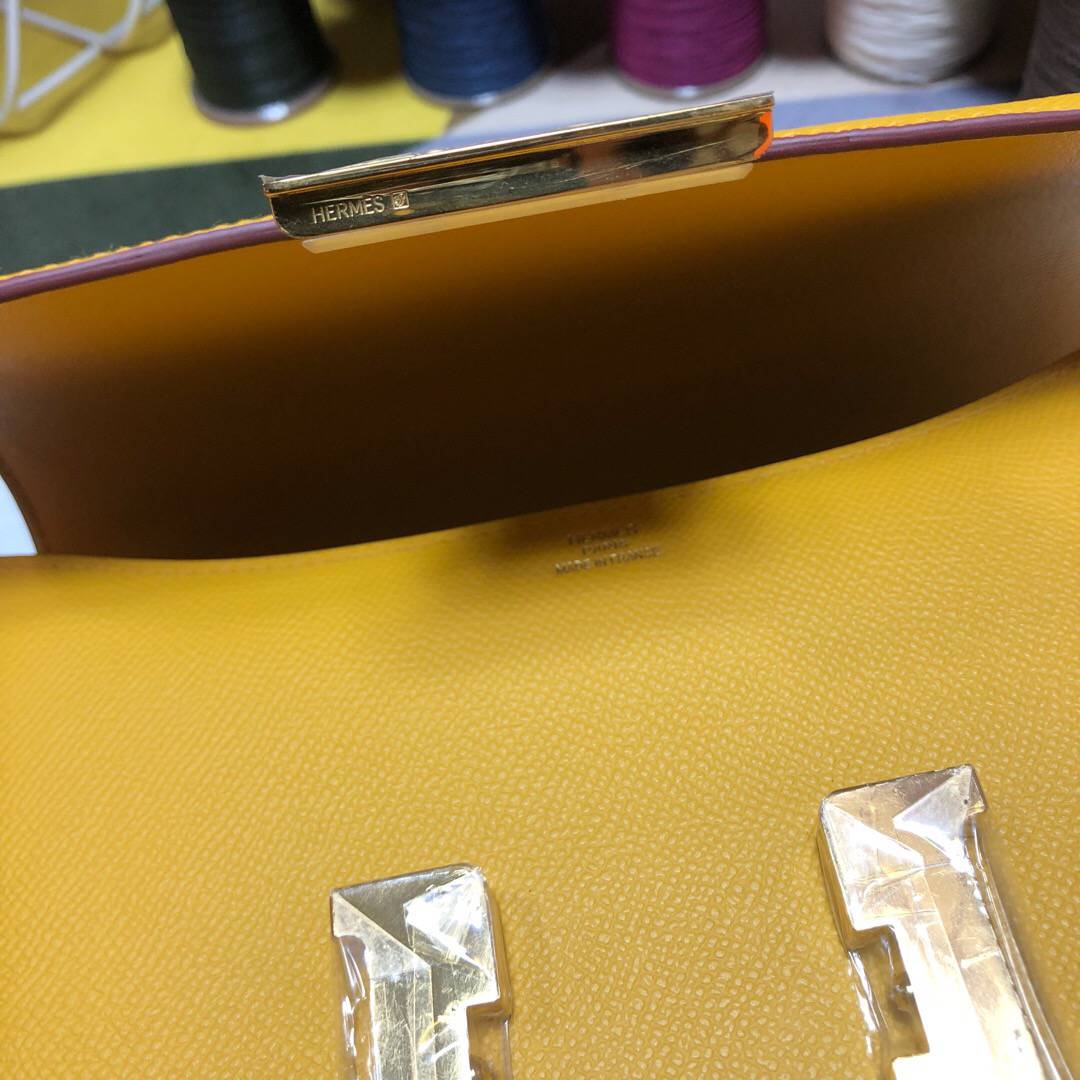 HM Constance 23 Epsom Yellow For Women, Womenâ€™s Handbags, Shoulder Bags 9.4in/23cm