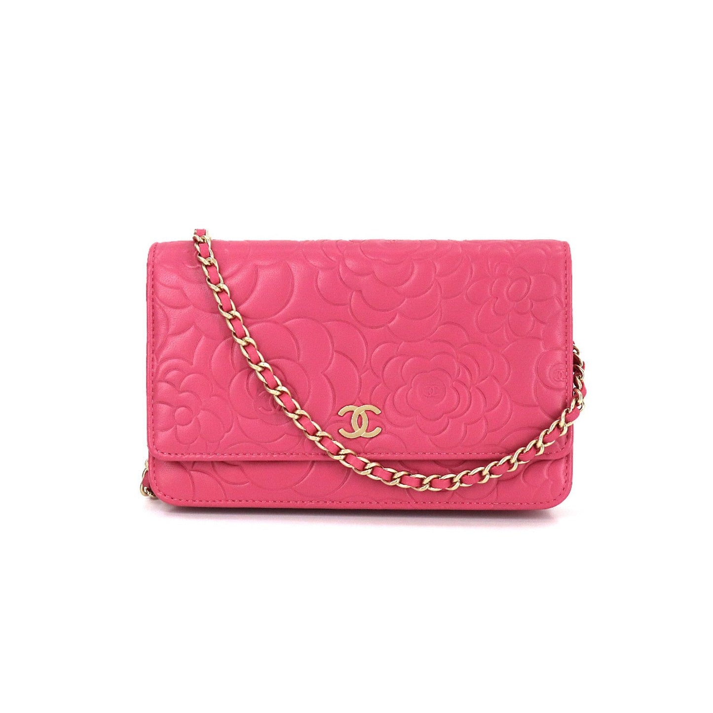 Chanel Pink Leather Camellia wallet accessories