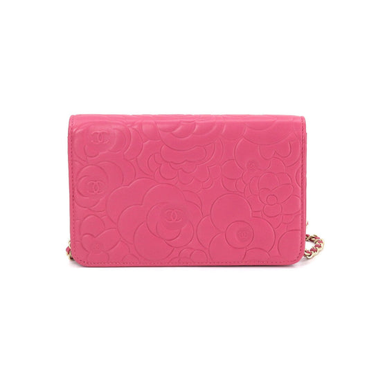 Chanel Pink Leather Camellia wallet accessories