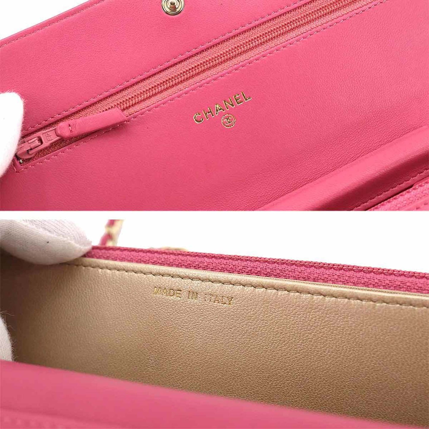 Chanel Pink Leather Camellia wallet accessories