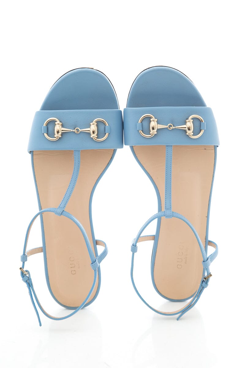 Gucci Baby Blue Horsebit Sandals SZ 38.5