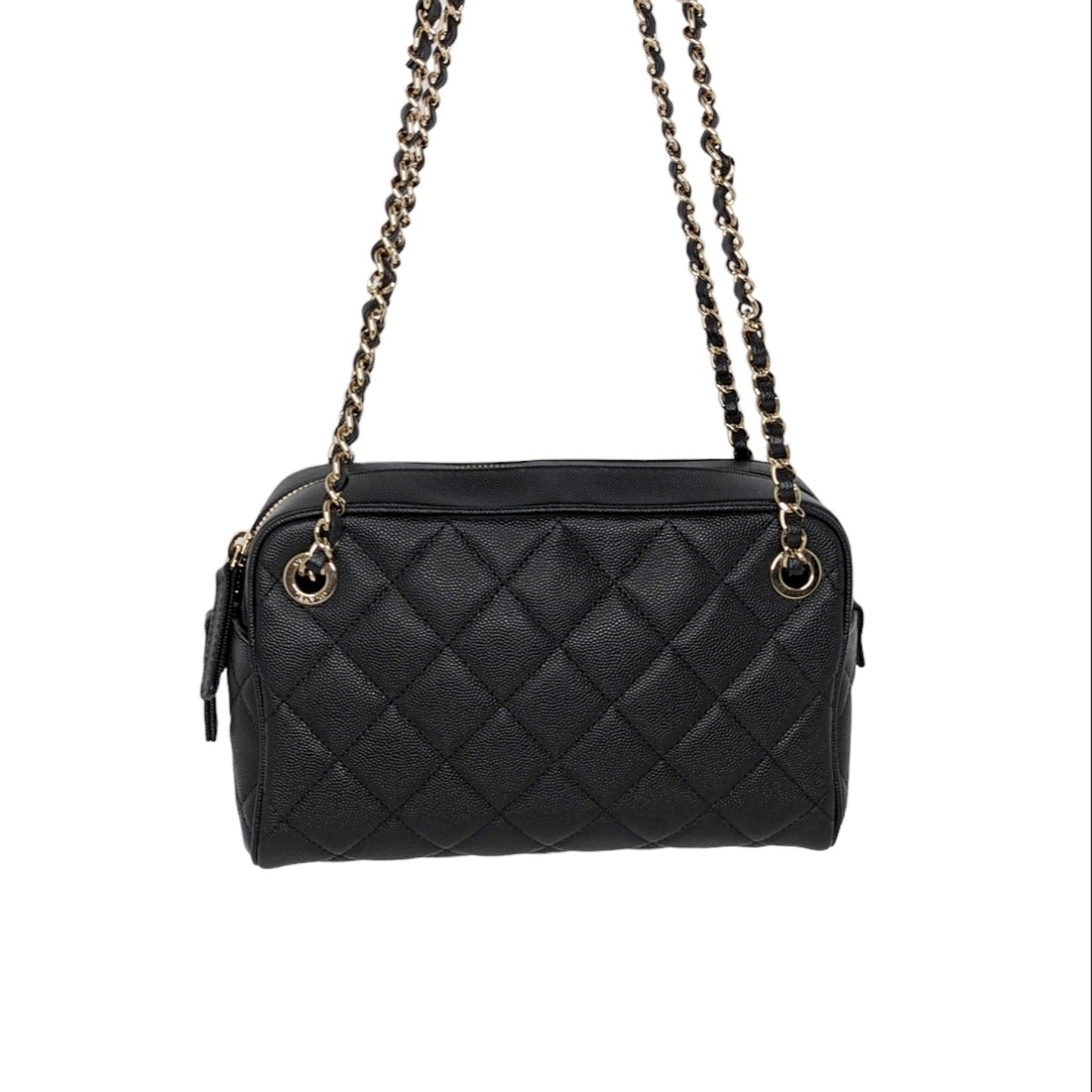 Chanel Black Caviar Quilted Small In & Out Camera Case