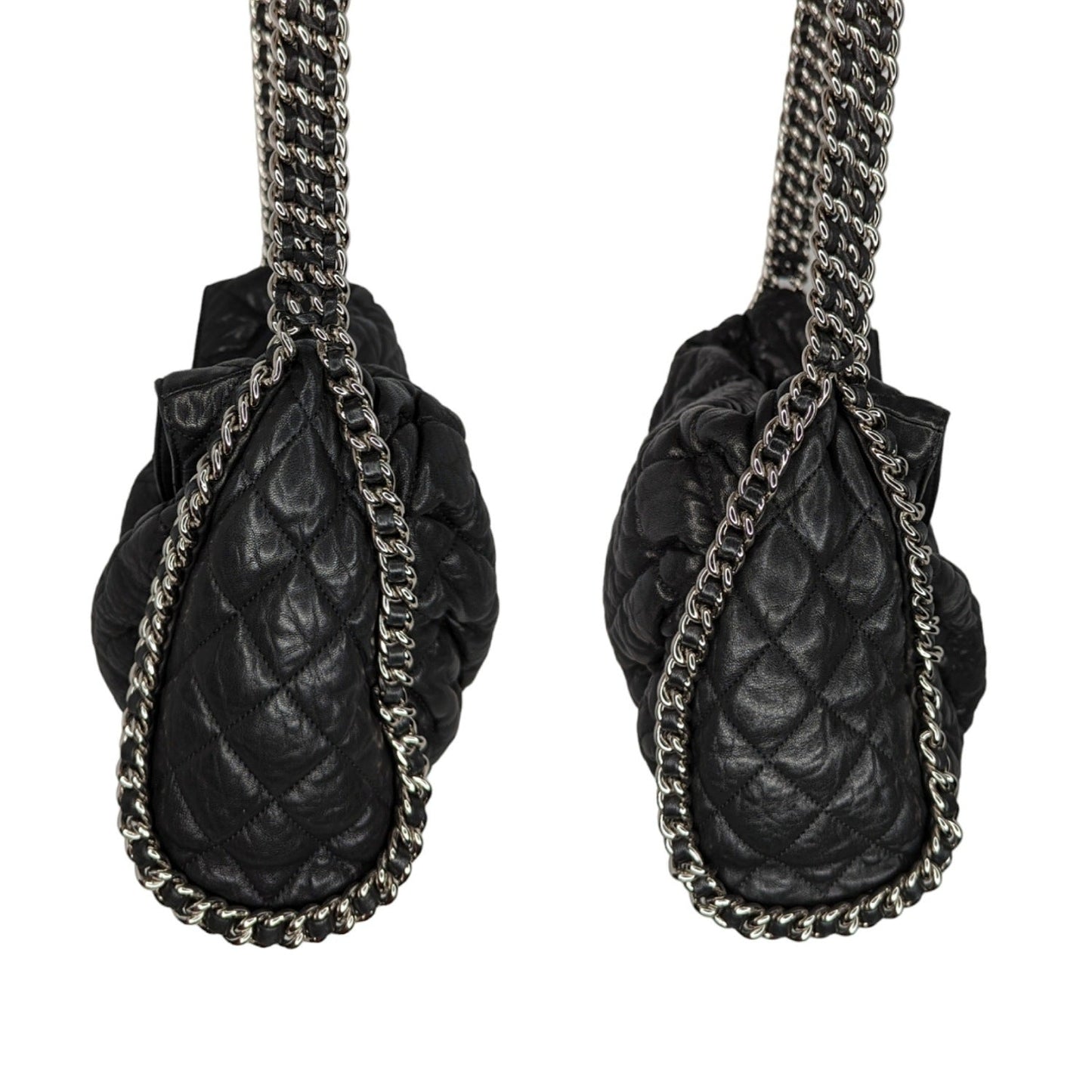 Chanel Washed Lambskin Chain Around Hobo Black