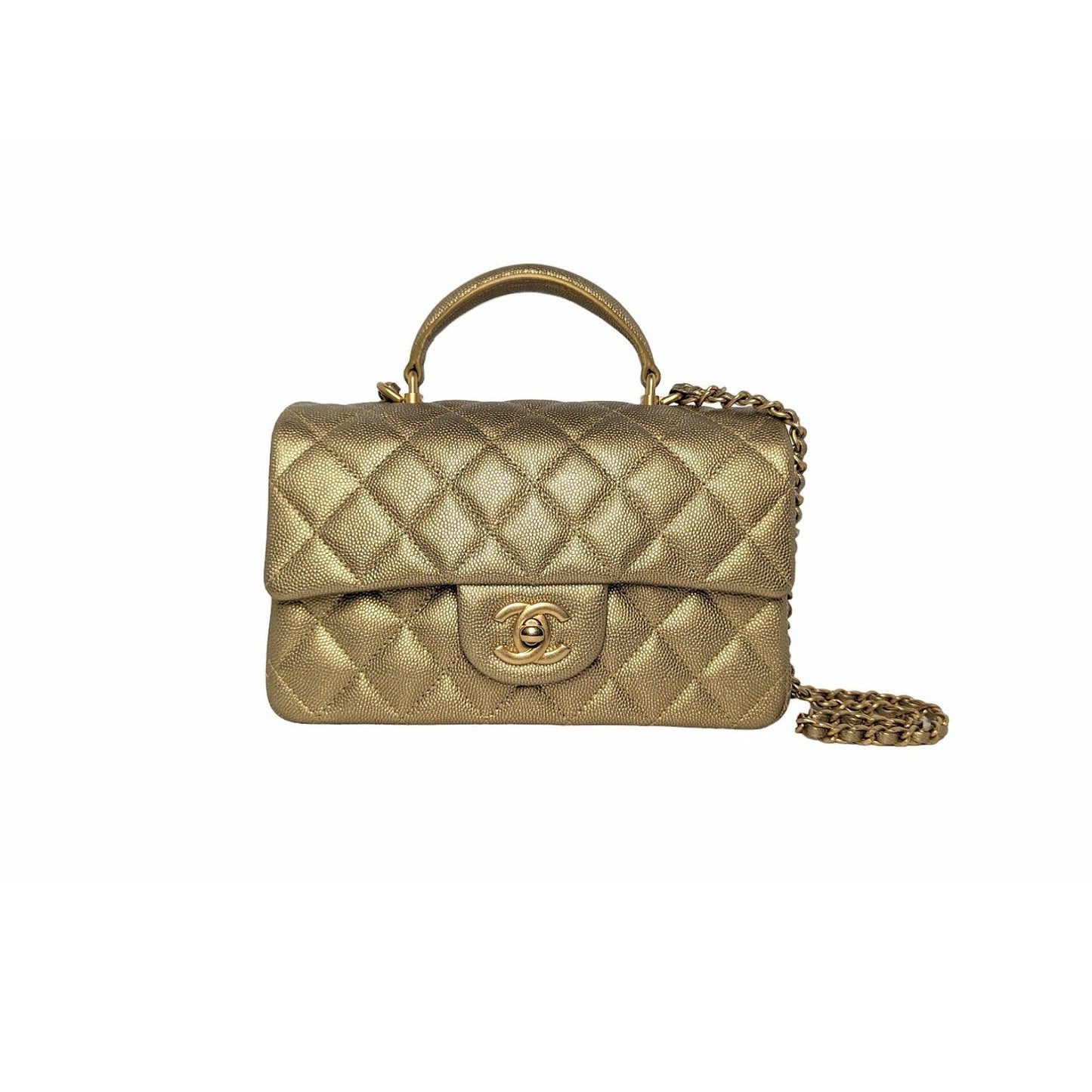 Chanel Metallic Grained Calfskin Mini Top Handle Bag