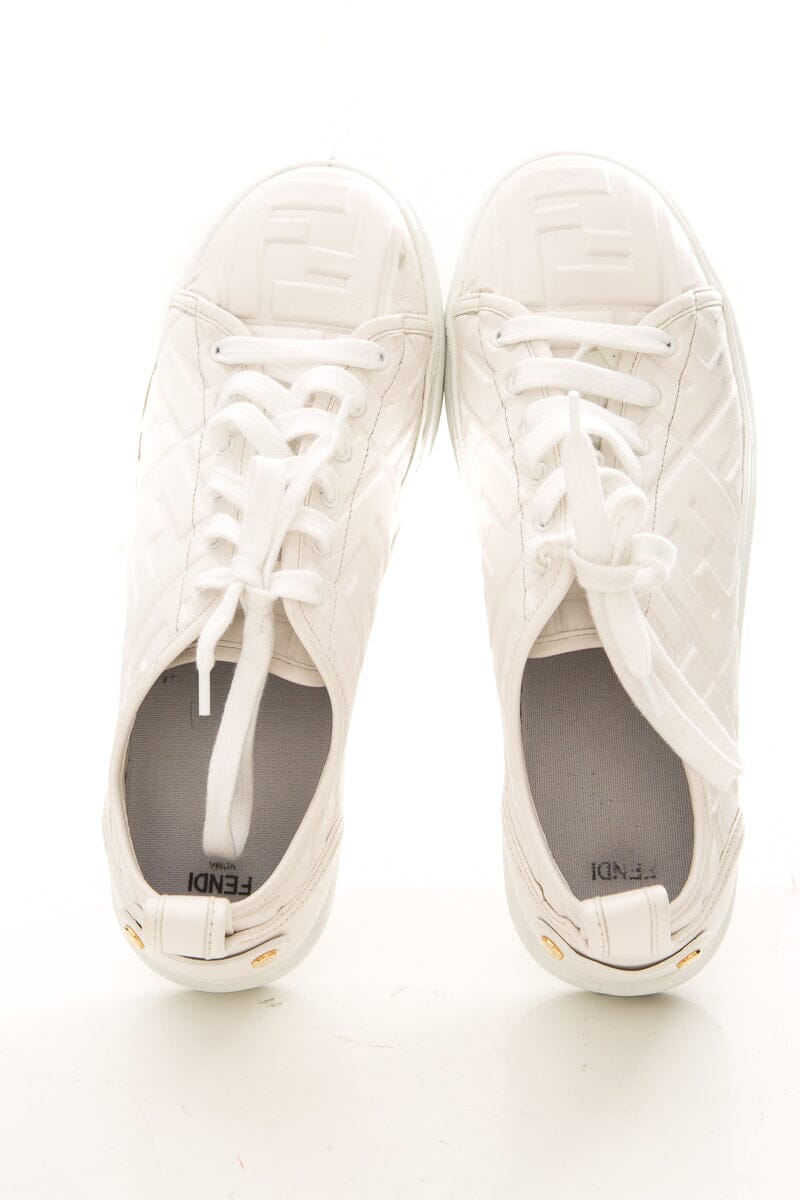 Fendi White Zucca Platform Sneakers SZ 41