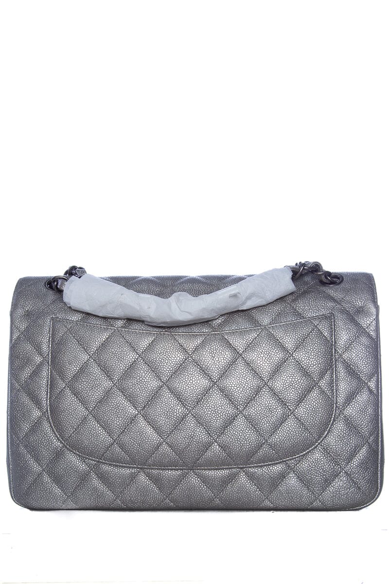 Chanel Silver Caviar Jumbo RHW  Handbag