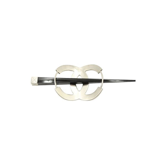 CHANEL Silver-Tone Quilted Metal Cc Hair Pin