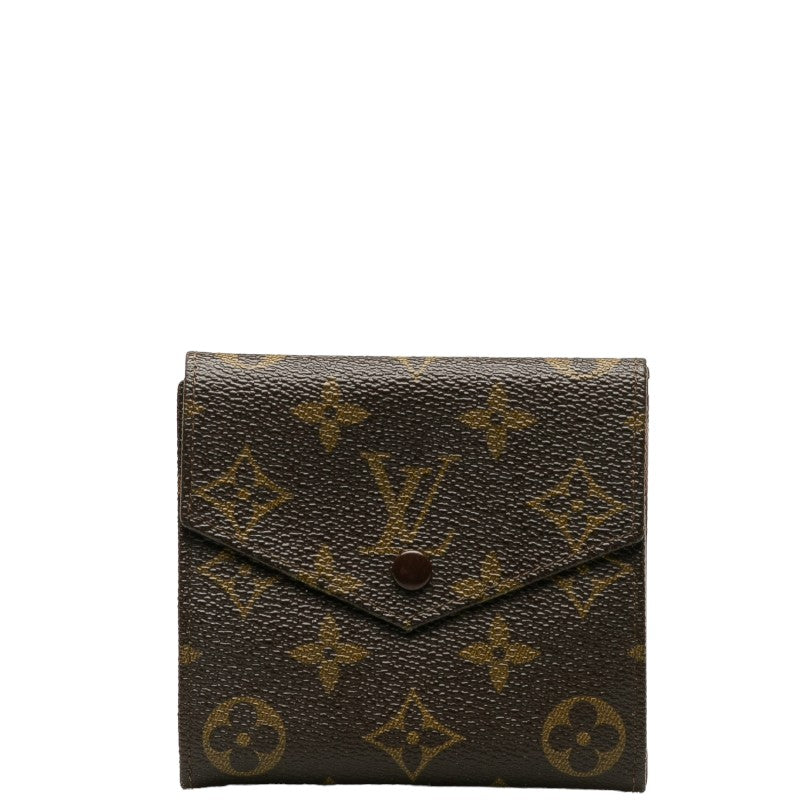 Louis Vuitton Monograms Portmoney Beer Cult Credi W Hawk Double Folded Wallet M61660 Brown PVC Leather Ladies Louis Vuitton