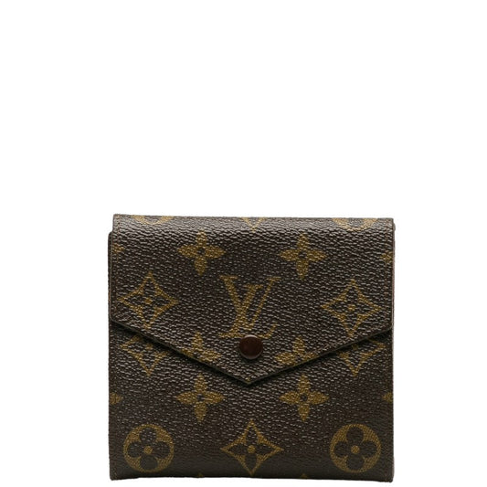 Louis Vuitton Monograms Portmoney Beer Cult Credi W Hawk Double Folded Wallet M61660 Brown PVC Leather Ladies Louis Vuitton