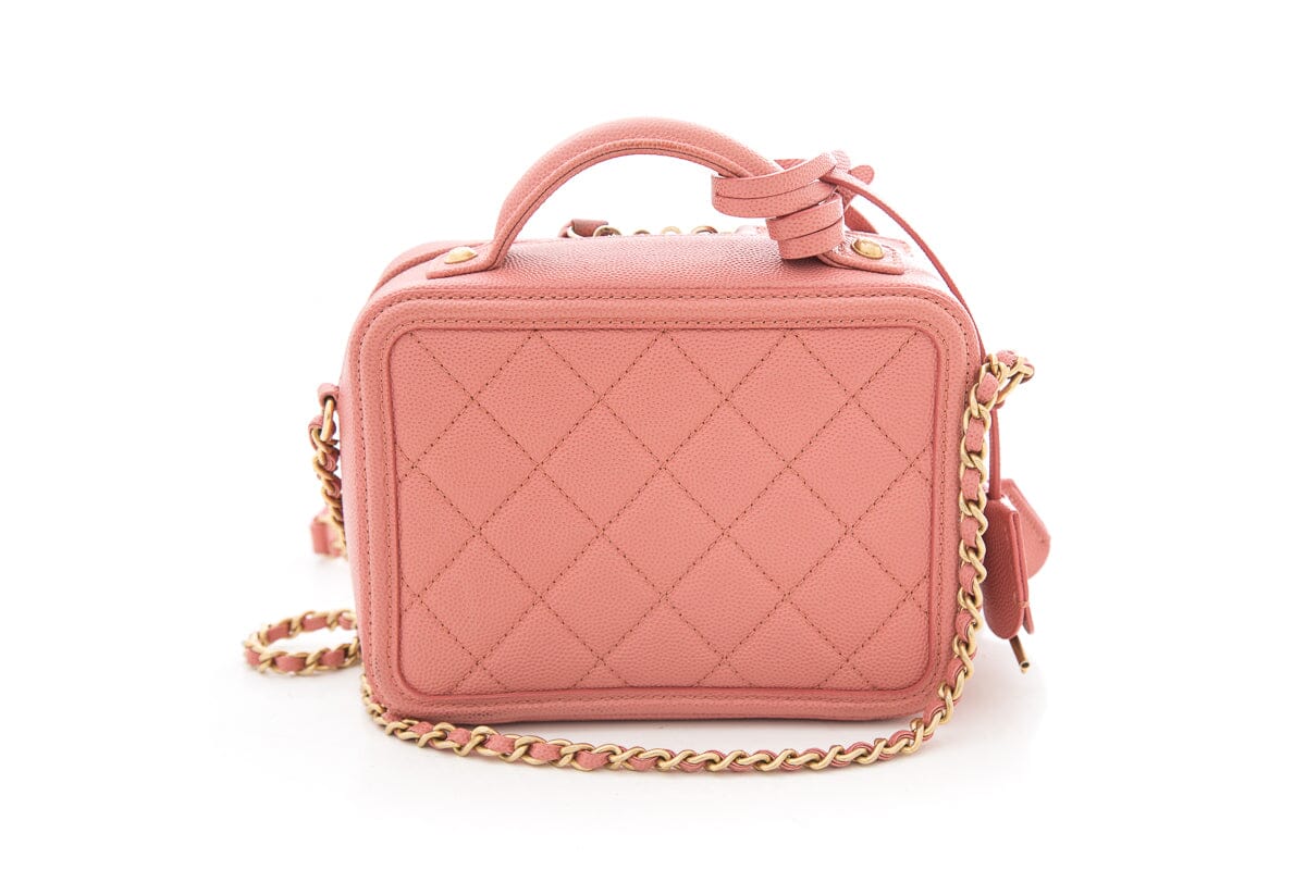 Chanel Vanity Case 2way Calfskin Leather Pink Shoulder Handbag