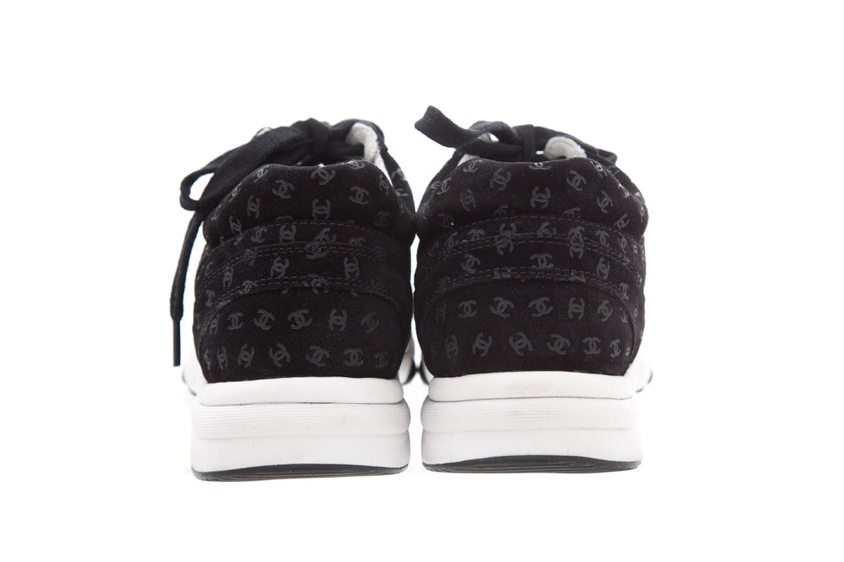 Chanel Black and White Logo CC Sneakers SZ 37