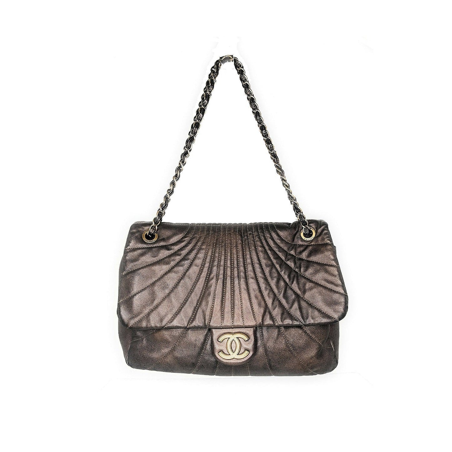 Chanel bags Paris-Shanghai Quilted Fan Flap Bag Metallic Lambskin