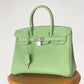HM Birkin Nata Swift Green For Women Silver Toned Hardware 10in/25cm