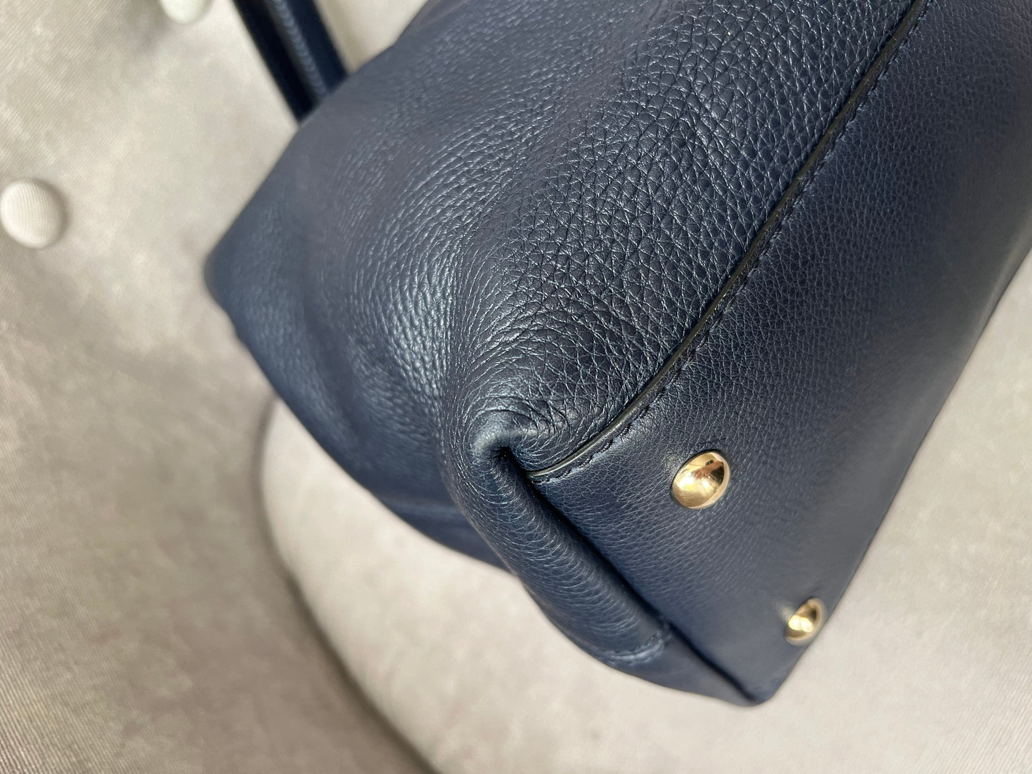 Gucci Soho Working Tote in Navy Blue Pebbled Calfskin