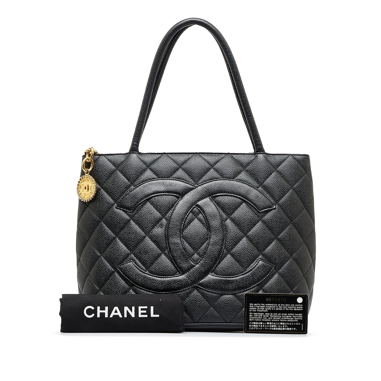 Black Chanel Caviar Medallion Tote Bag