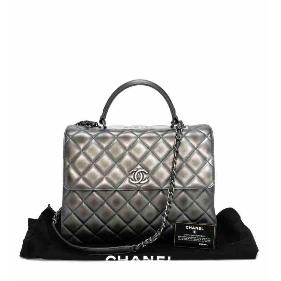 Chanel Trendy CC Bag, Metallic Gray Leather