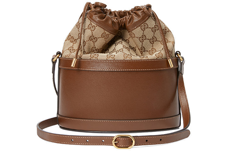 (WMNS) GUCCI Button1955 Series Drawstring Bag Single Shoulder Bag Brown 602118-1DBUG-2363