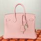 HM Birkin Nata Swift Pink For Women Silver Toned Hardware 10in/25cm