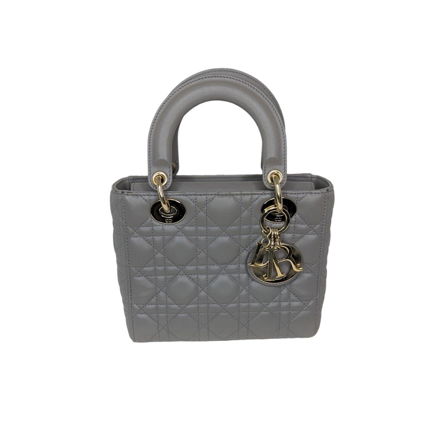 Christian Dior Gray Cannage Lambskin Small Lady Dior Bag