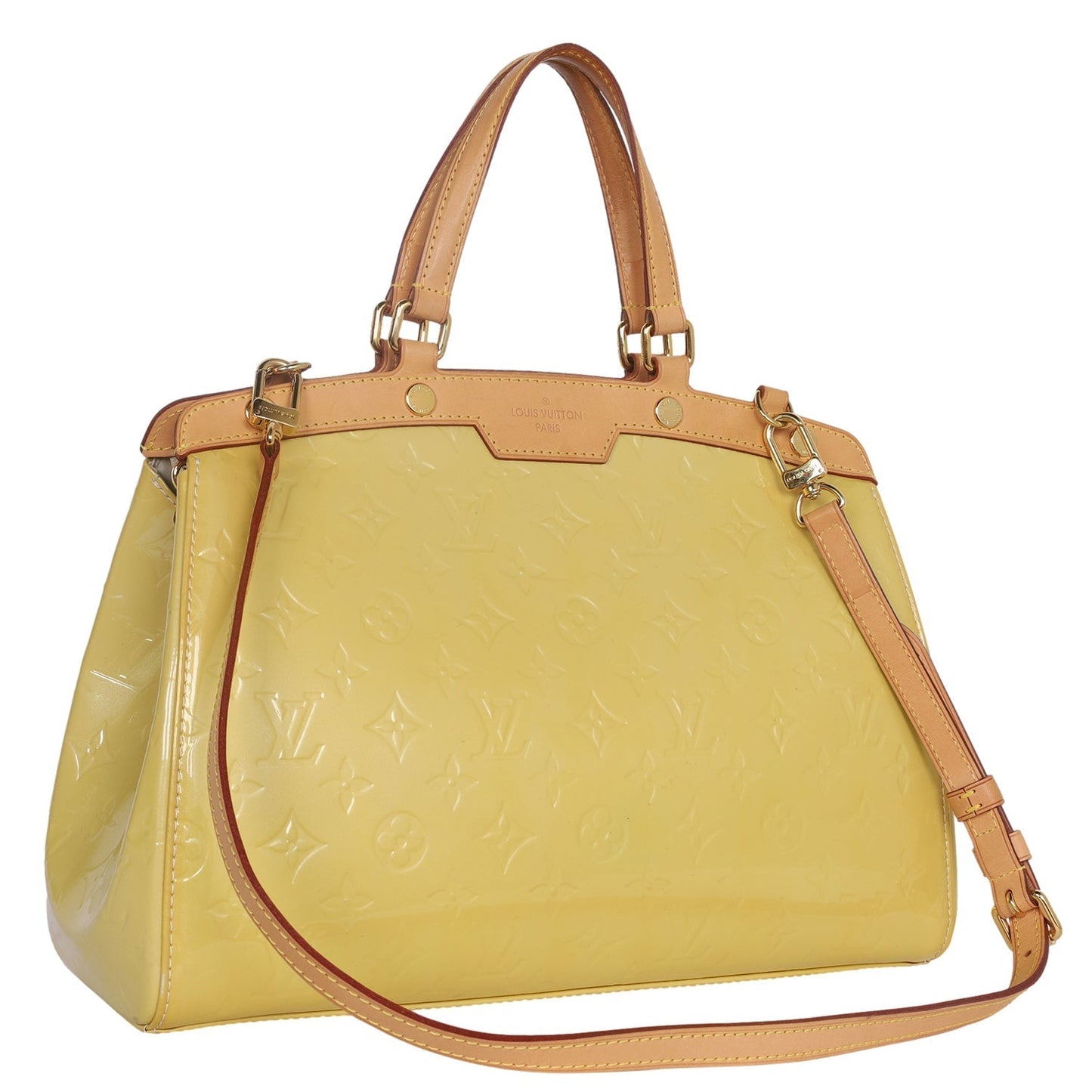 Brea MM Yellow Vernis Leather Shoulder Bag (Authentic Pre-Owned)