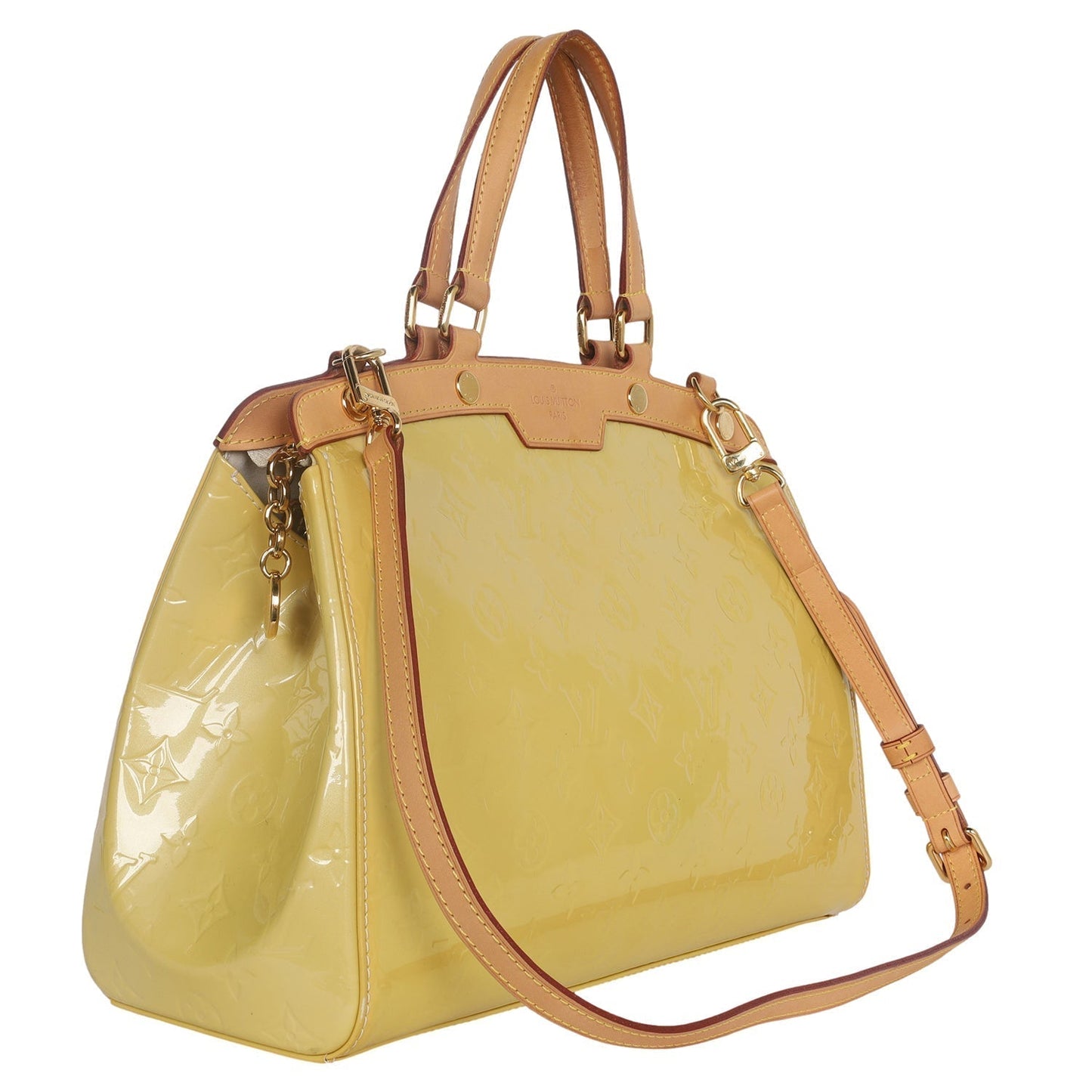 Brea MM Yellow Vernis Leather Shoulder Bag (Authentic Pre-Owned)