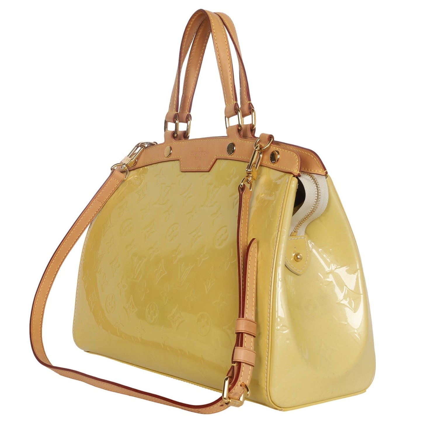 Brea MM Yellow Vernis Leather Shoulder Bag (Authentic Pre-Owned)