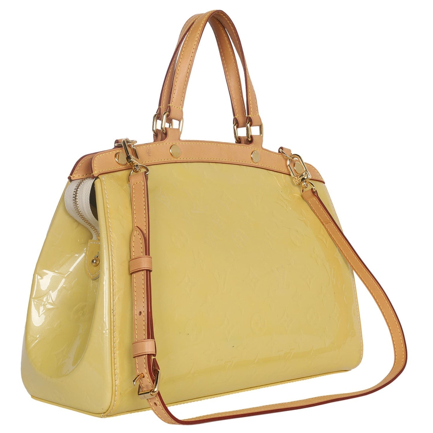 Brea MM Yellow Vernis Leather Shoulder Bag (Authentic Pre-Owned)