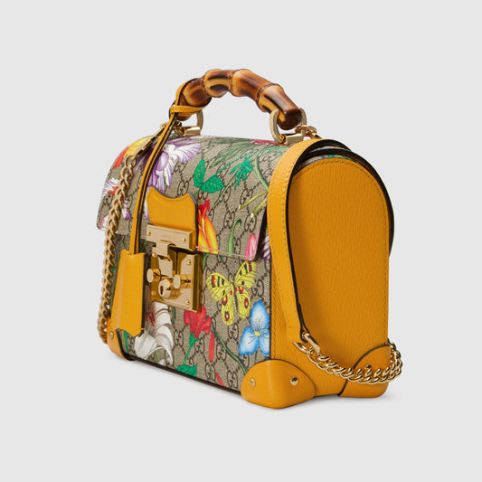 Gucci Padlock GG Flora Small Bamboo Shoulder Bag