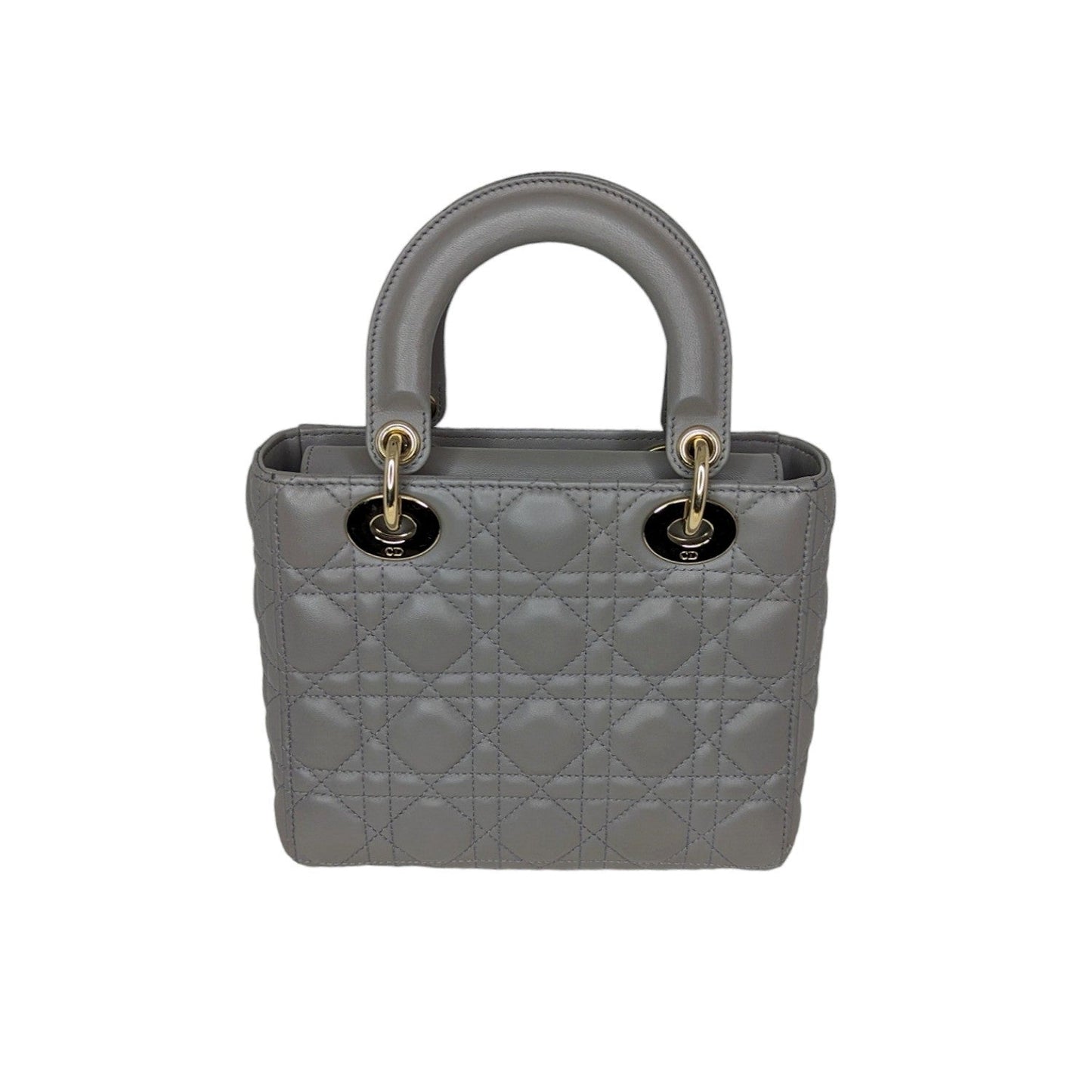 Christian Dior Gray Cannage Lambskin Small Lady Dior Bag