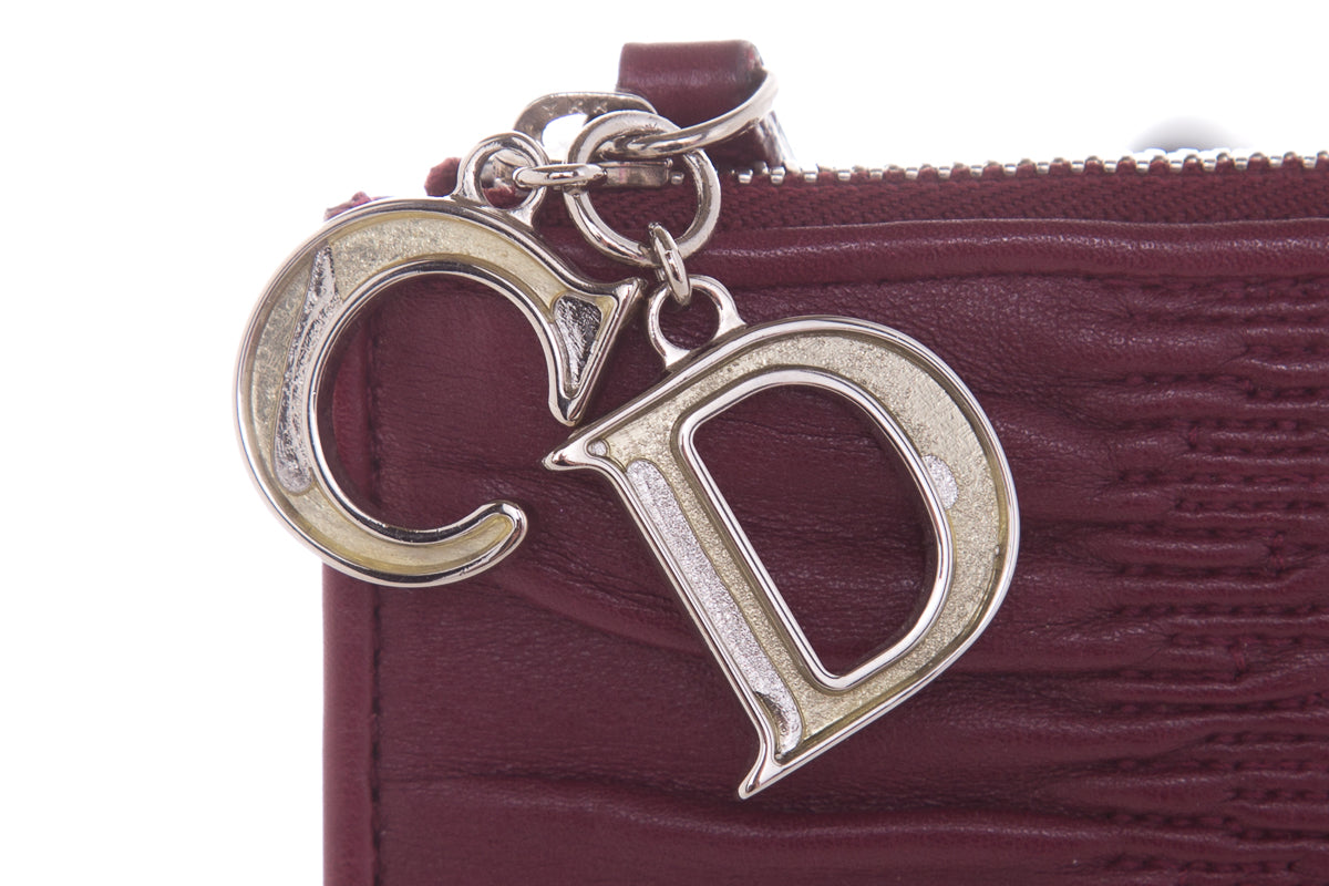 Christian Dior Burgundy Charm Key Chain Wallet