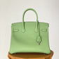 HM Birkin Nata Swift Green For Women Silver Toned Hardware 10in/25cm