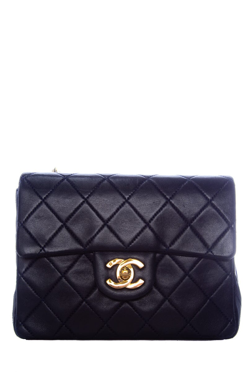 Chanel Navy Lambskin Quilted MIni Flap GHW  Handbag