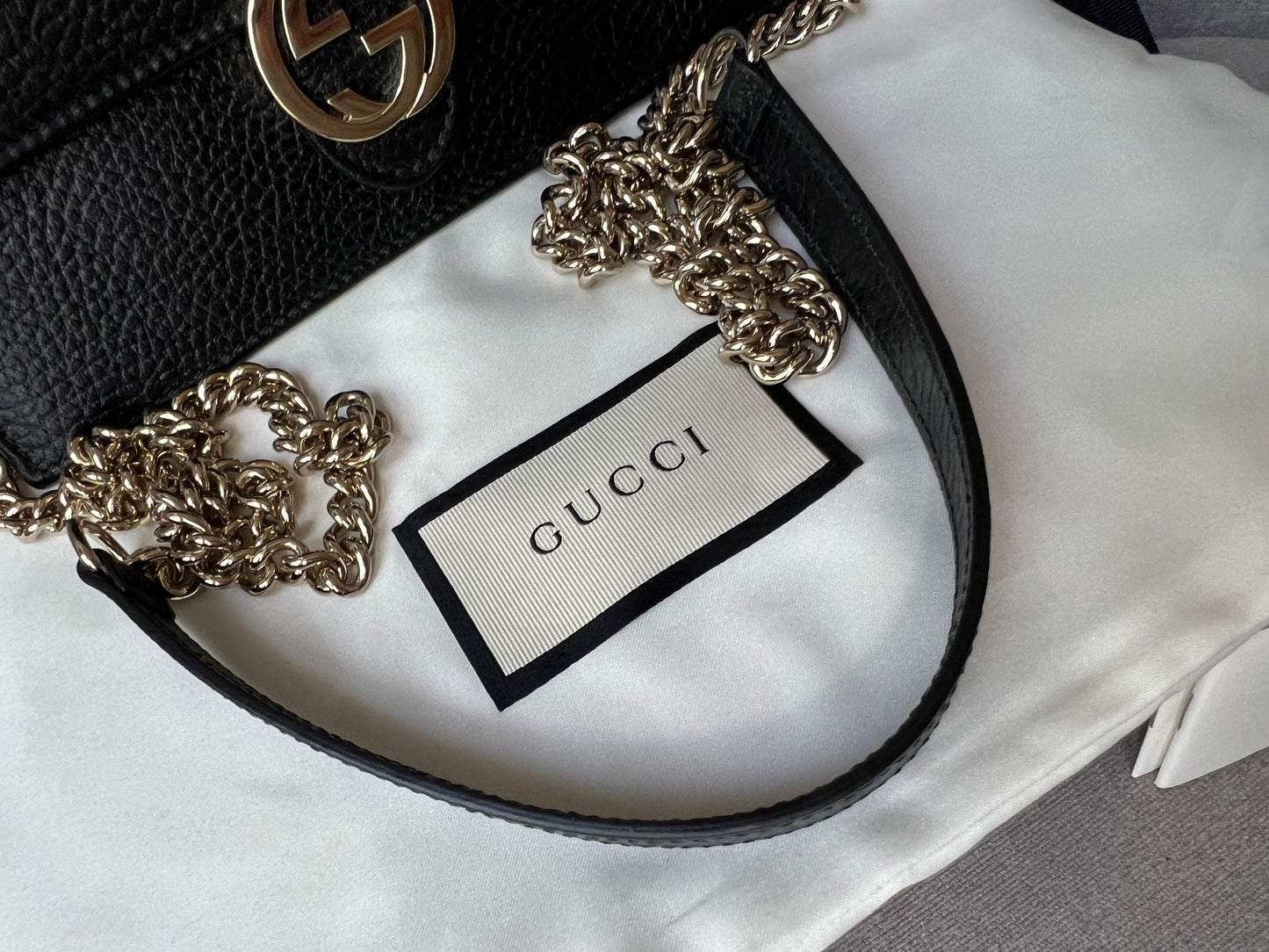 Gucci Black Interlocking GG Chain Wallet