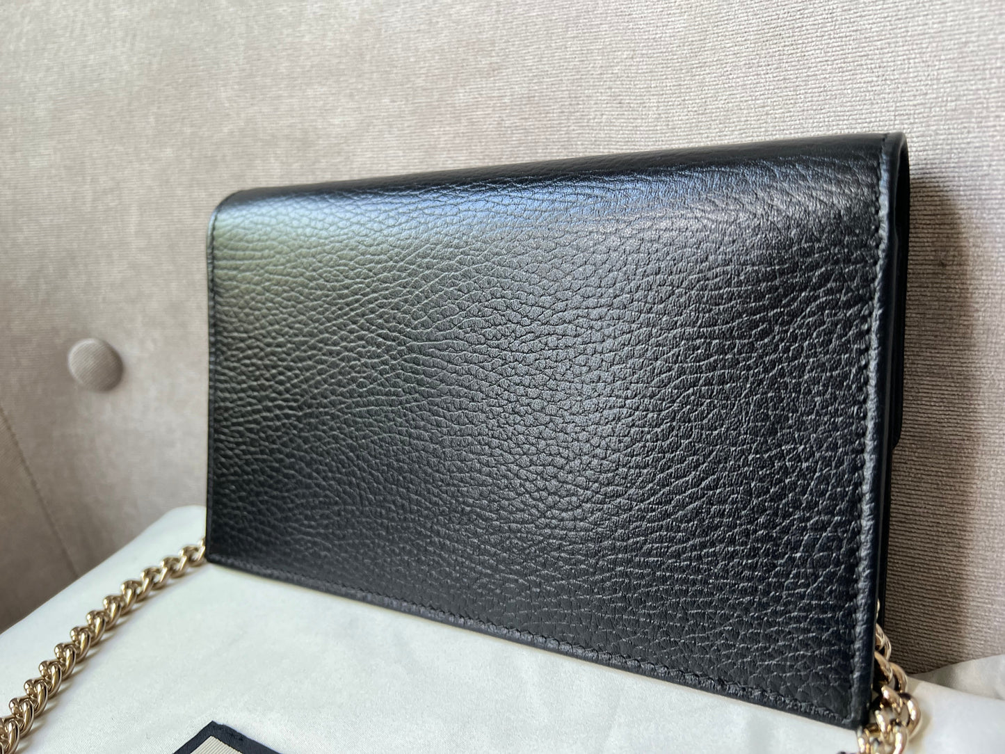 Gucci Black Interlocking GG Chain Wallet