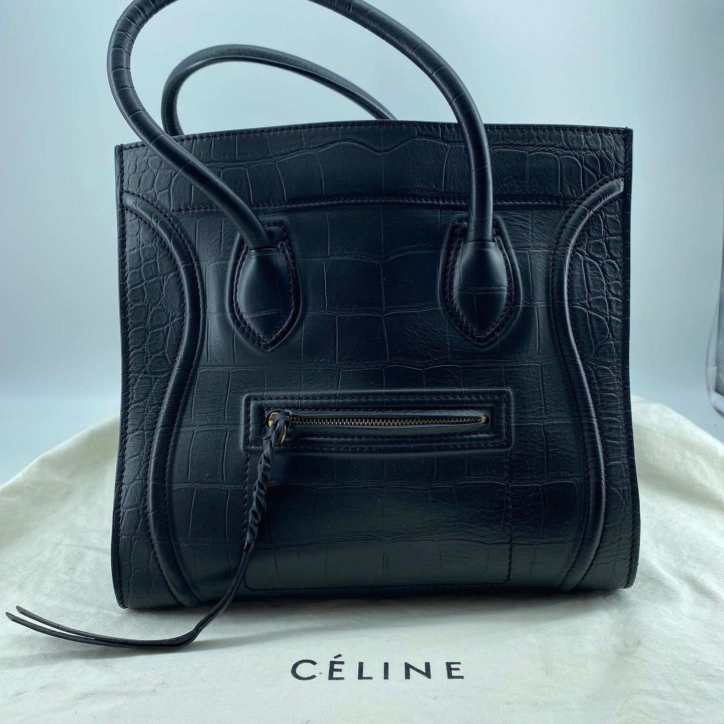 Celine Black Leather Medium Phantom Luggage Tote