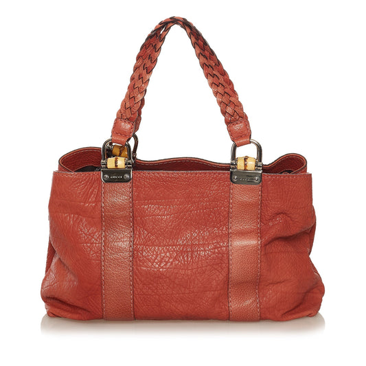 Gucci Bamboo Bar Tote Bag Red