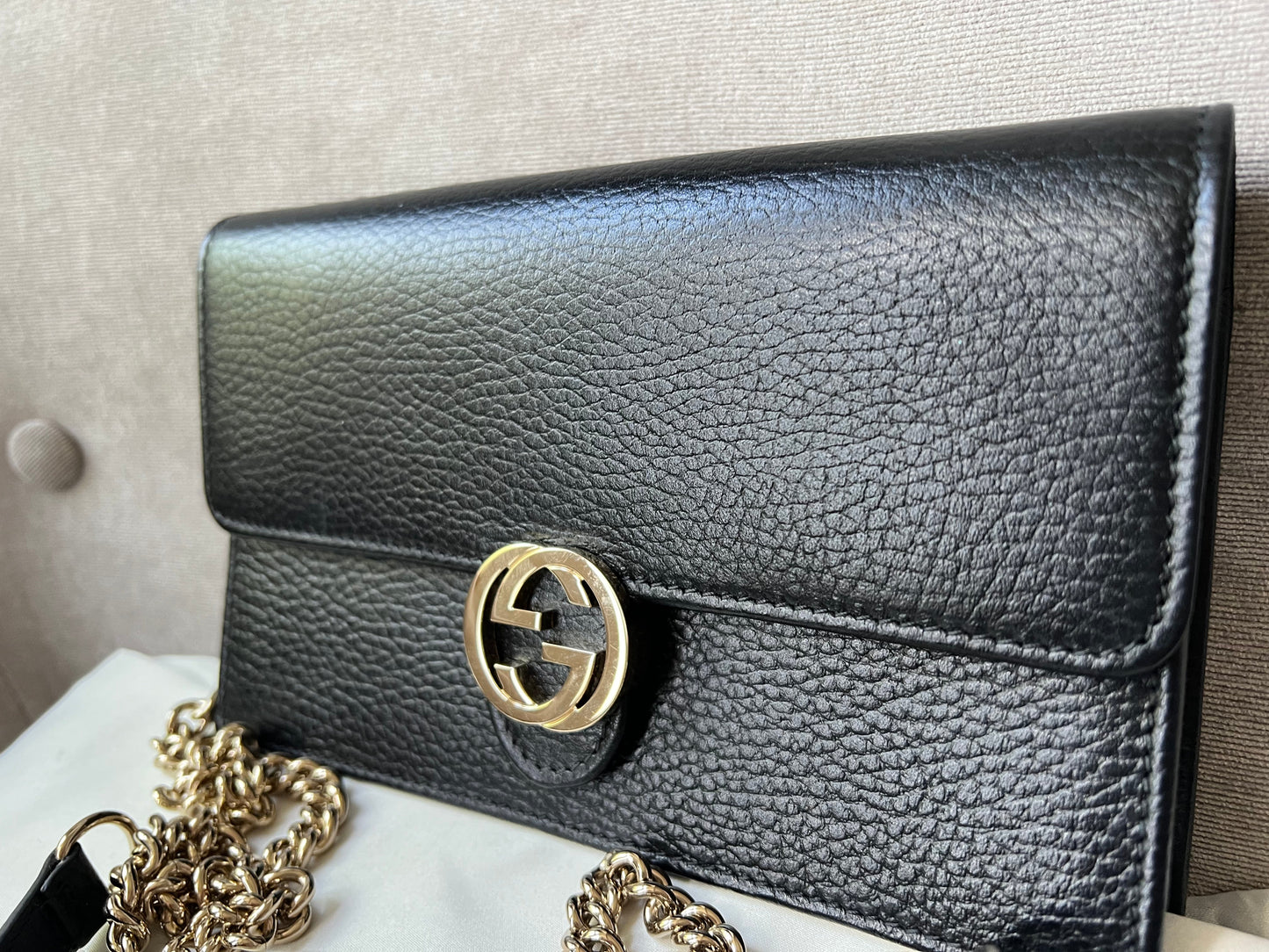 Gucci Black Interlocking GG Chain Wallet