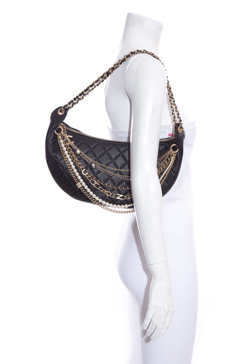 Chanel Black All About Chains Hobo Handbag