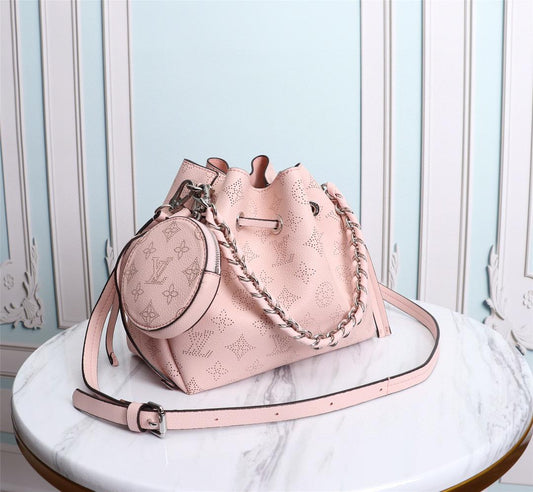 LV Bella Bucket Bag Mahina Magnolia Pink For Women, Womenâ€™s Handbags, Shoulder And Crossbody Bags 7.5in/22cm LV M57068