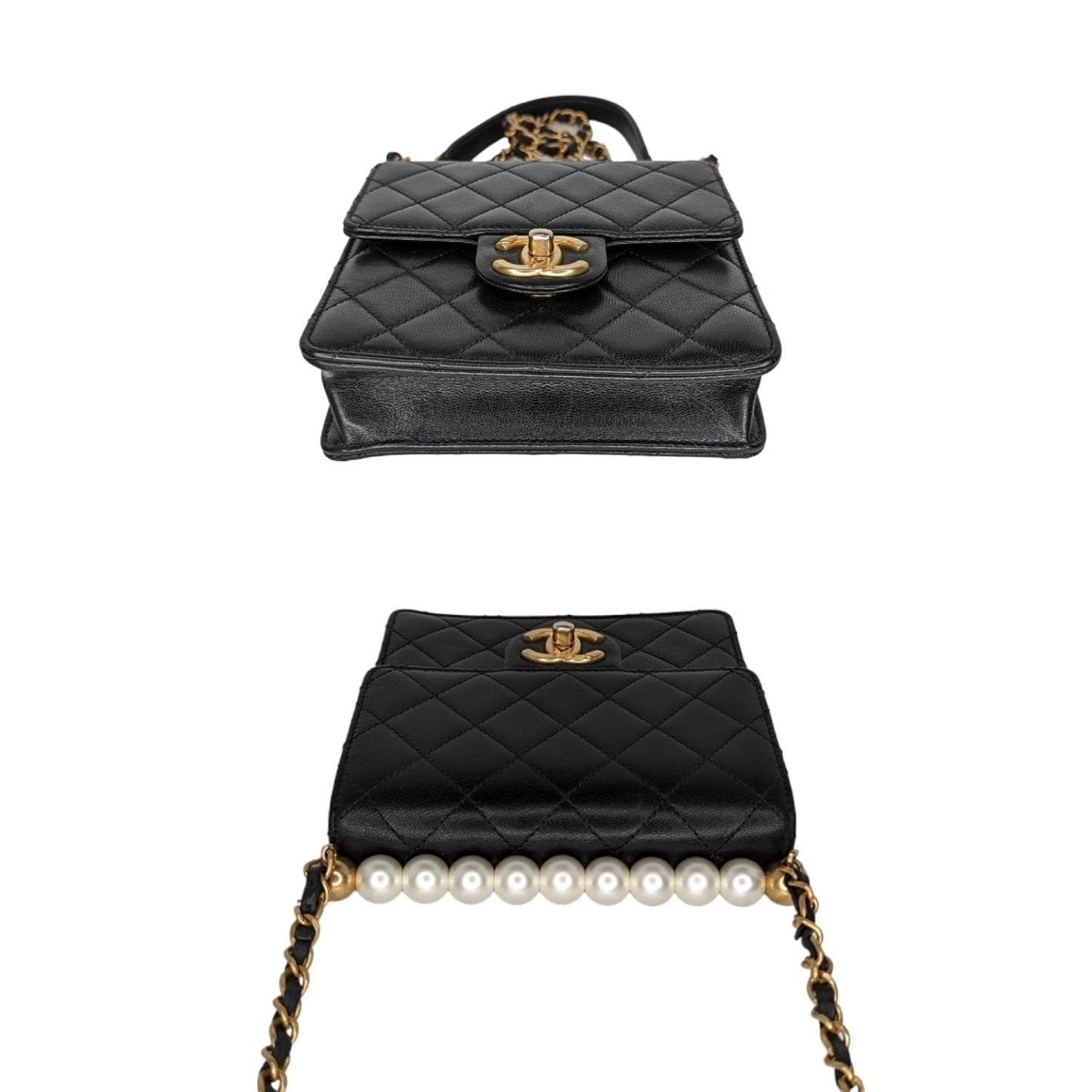 Chanel Small Goatskin Quilted Chic Pearls Flap Bag