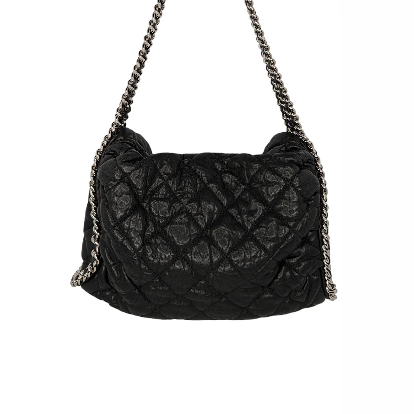 Chanel Washed Lambskin Chain Around Hobo Black